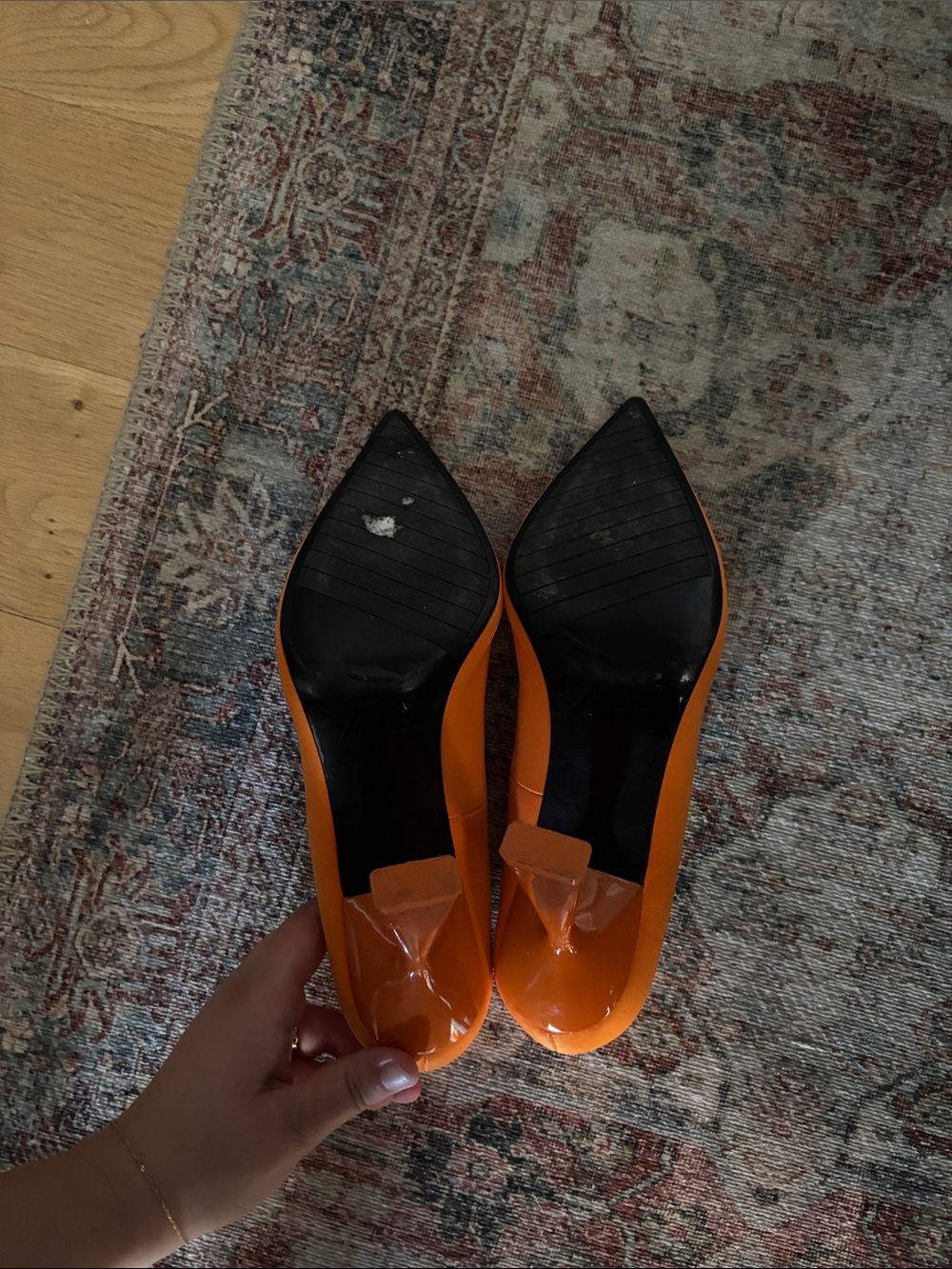 Zara Bright Orange Pointed Toe High Heels - Picture 8 of 8